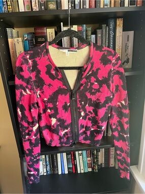 Tracy Reese Pink and Black Double Zipper Cardigan